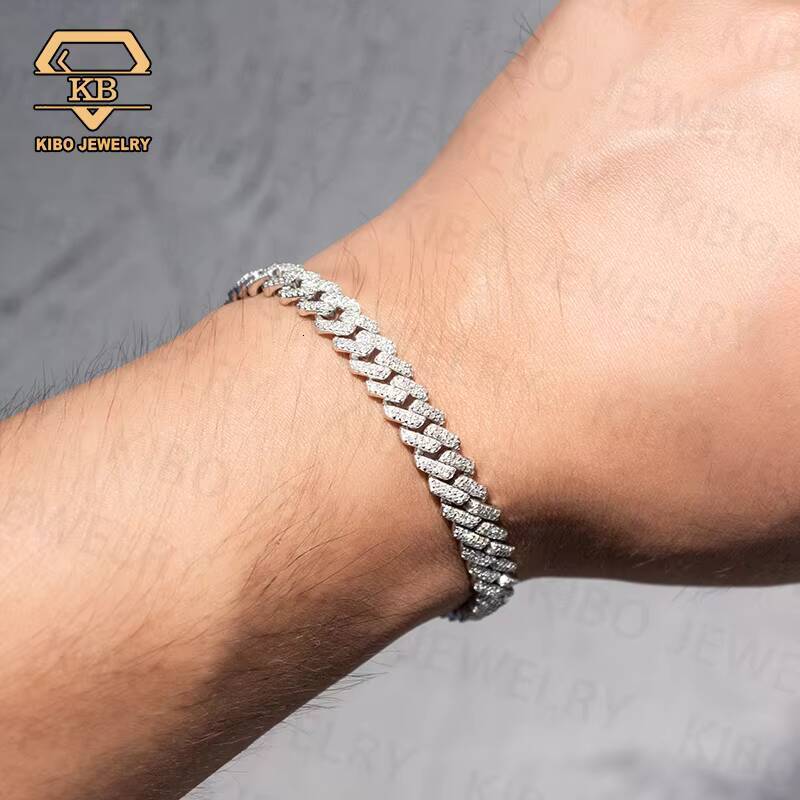 Hot Sale 2025 Hip Hop Fine Bracelets Iced Out Fashion Bracelets 925 Sterling Silver 8mm Miami Moissanite Cuban Bracelet for Men