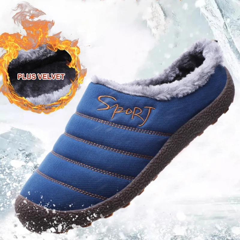 Waterproof Men Slippers Winter Push Velvet Nonslip Cotton Warm Shoes Indoor Outdoor Casual 251121