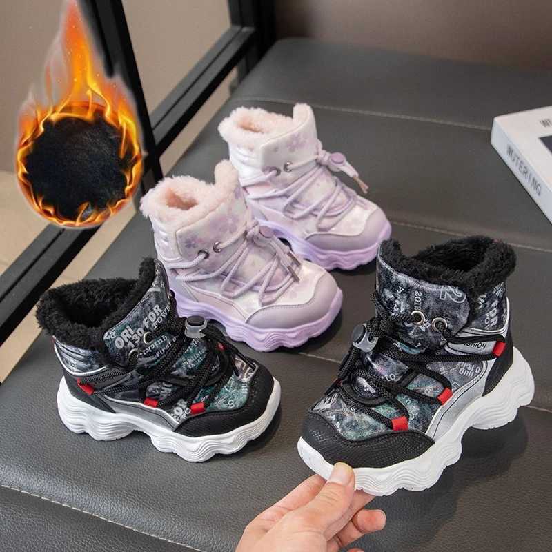 Childrens Snow Boots 3-18 Years Old Padded Thickened Boys Girls Big Cotton Shoes Soft Boys Short Boots Kids Warm Cotton ShoesW251121