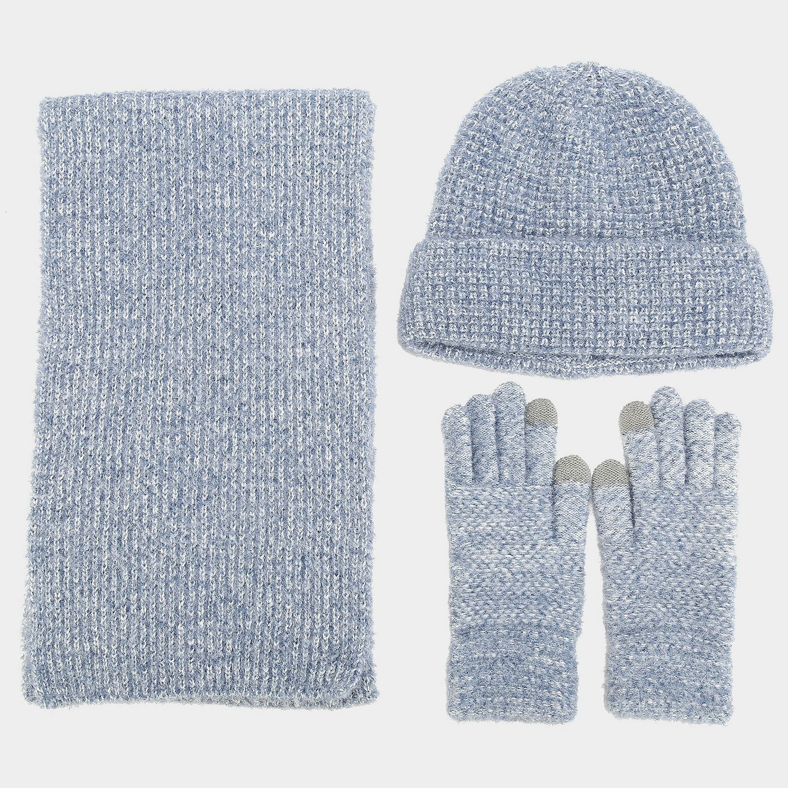 New Two-tone Thickened winter Scarf Hat Gloves Three-piece Set Men's Winter Cold-proof Warm Suit Women free shipping