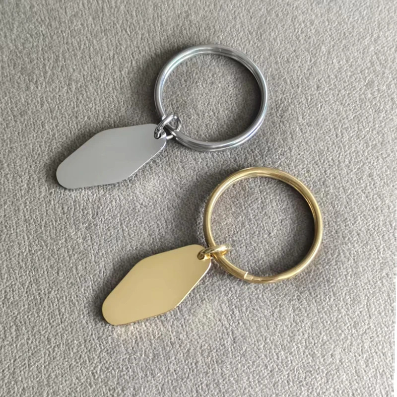 10pcs Mirror Polish 304 Stainless Steel Cute Keychain rhombus 251121