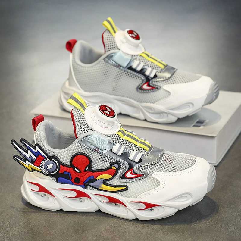 Children Sports Shoes Mesh Rotating Buckle Casual Outdoor Running Shoes Anti Slip Fashion Flashing Lightweight Walking ShoesW251121