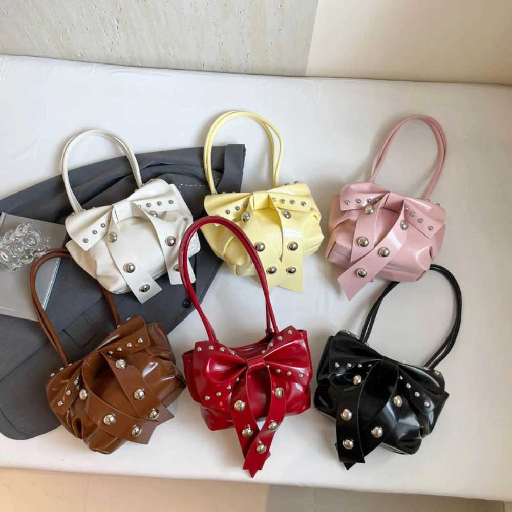 Trendy Bow e Shoder Bag Wen Fi Glossy PU Leather Buckle Underarm Bags All-Mah Cmute Packs for Ladies Y251121
