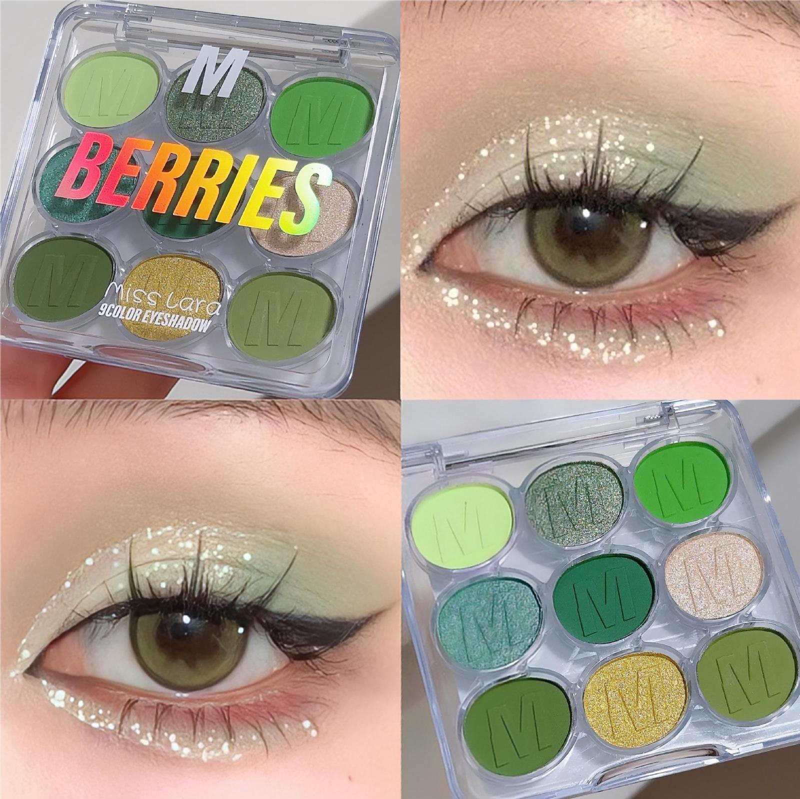 Color makeup Miss lara Nine color eye shadow plate Pearlescent fine glitter blue green purple stage makeup eye shadow 240709