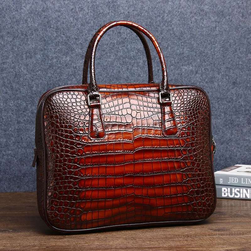 Crocodile Belly Pattern Men's briefcase Large size and large capacity handbag travel computer Business bag