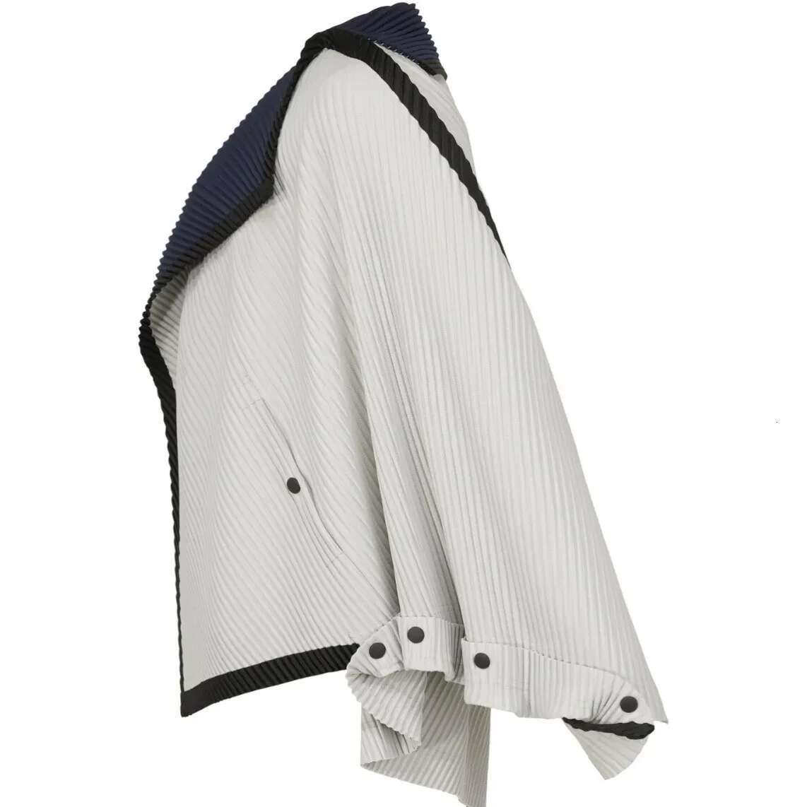 2025 Miyake Pleated Autumn New Men's Trench Coat Original Designer Hip Hop Colored Vertical Stripe Short Jacket Top