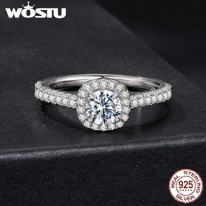 WOSTU 05CT Moissanite Solitaire Engagement Ring for Women 925 Silver Diamond Cut Wedding Promise Rings Multi Gems Band AnillosT251121