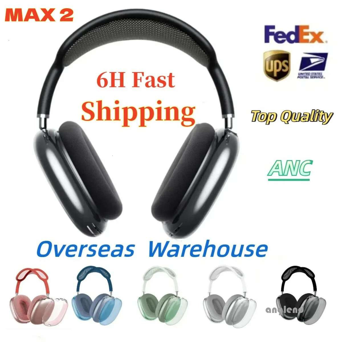 For Apple Airpodspro Max ANC Metal Bluetooth Accessories Transparent TPU Solid Silicone Waterproof Protective Case Headphones Pro 2 Headset Cover Case