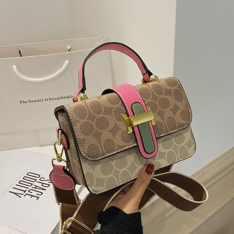 Designer free shipping 2025 new fashionable printed small square premium texture women's shoulder crossbody bag