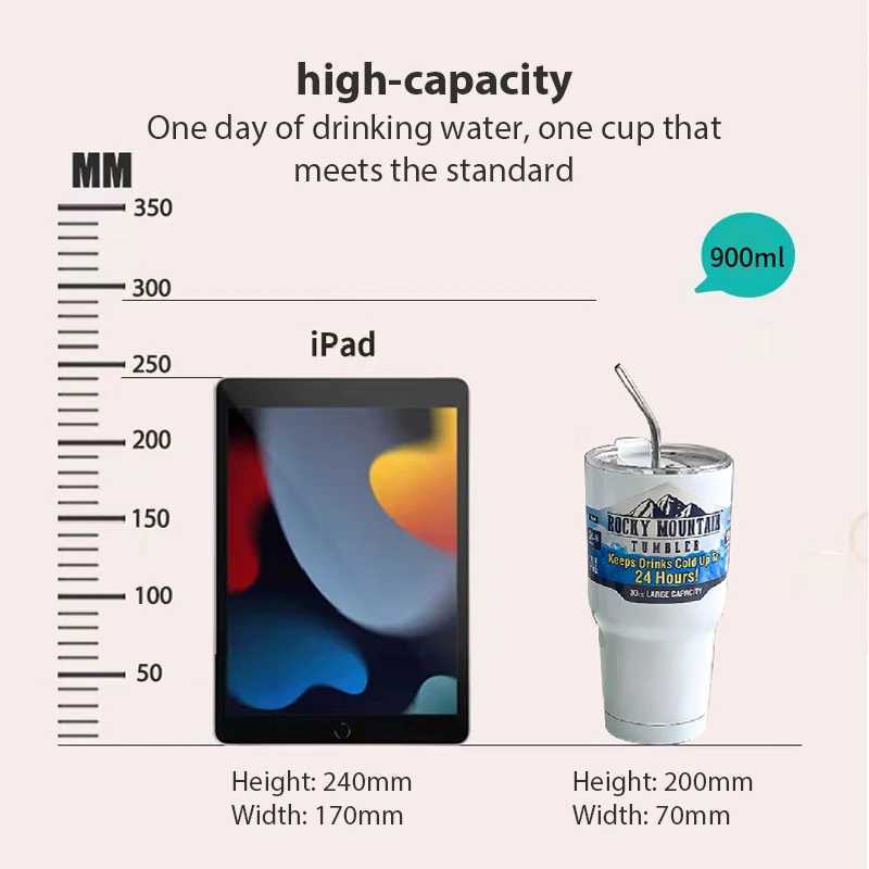 900ML Bottle 304 Stainless Steel Thermos With Straw Sports Water Bottles Keep Cold Thermal Mug Outdoor Portable Cup L2511214ERL W260226