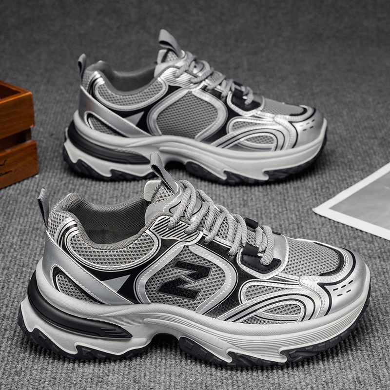 Free shipping Designer Casual Shoes 2025 new breathable mesh shoes for men versatile thick soled height increasing casual sports shoes trendy shoes be