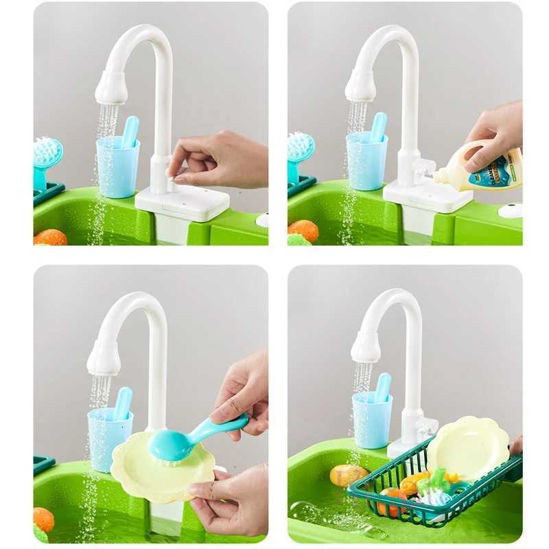 Kids Kitchen Sink Toys Electric Dishwasher Playing Toy With Running Water Pretend Play Food Fishing Toy Role Playing Girls Gift X251121
