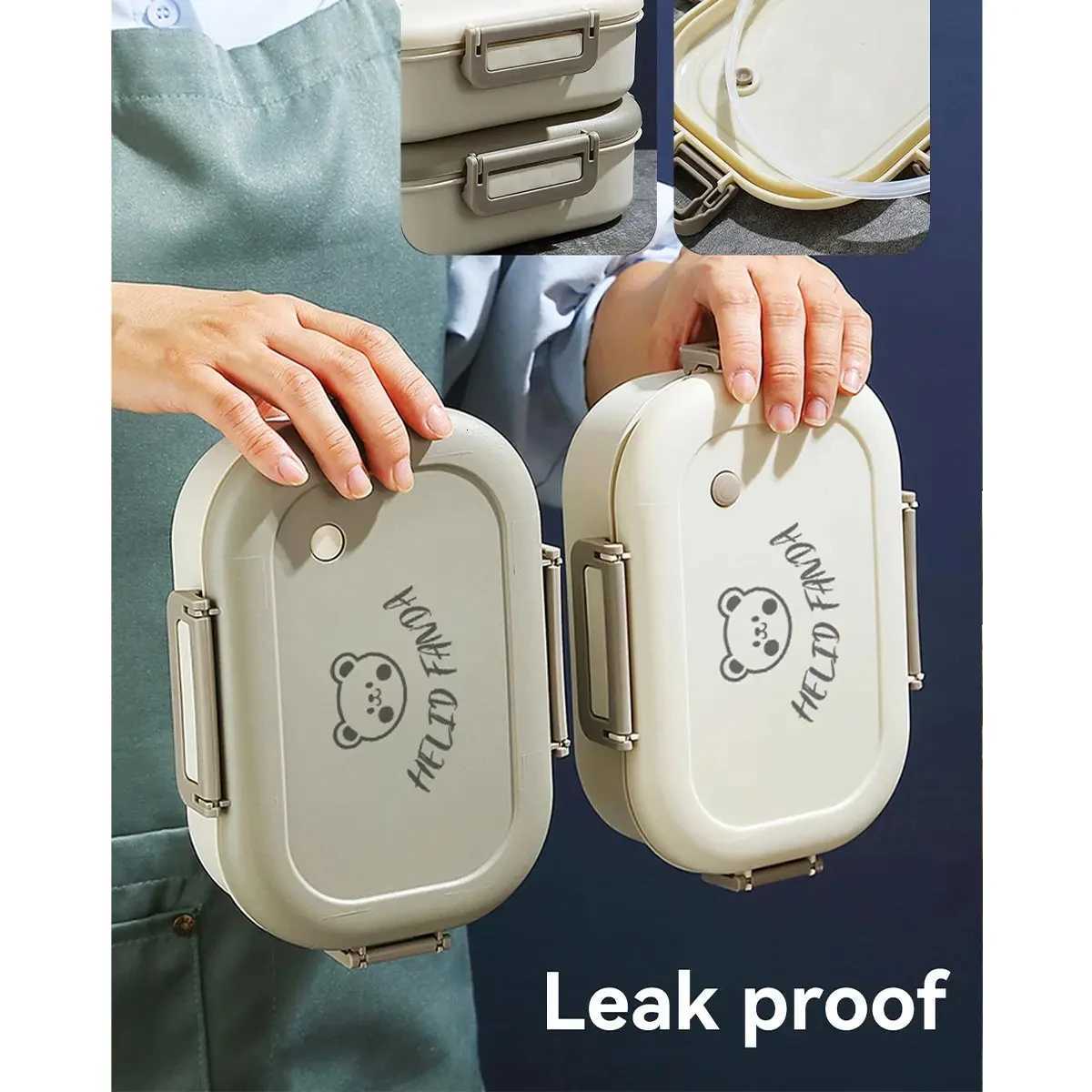 800ML Cute Bear Thermal Lunch Box Heat Preservation Bento Box Portable Divided Food Storage Container Picnic Leakproof Box GiftsM251121