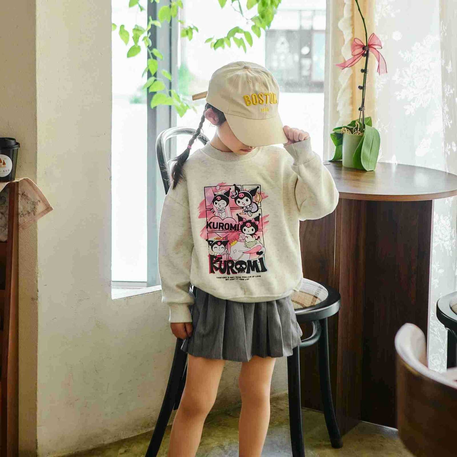 Sanrio Autumn Winter Thickened Fleece Pullover for Girls Kuromi Sweatshirt for Girls Cartoon Loose Long Sleeve Warm Top H251121