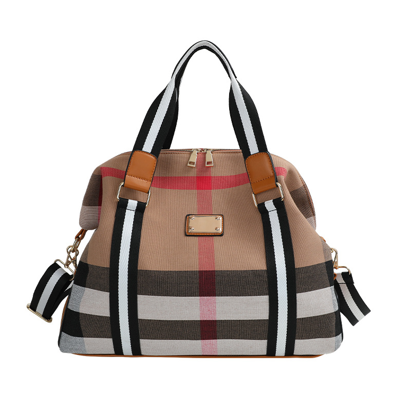 Luxury Bag 2025 new canvas plaid bag large capacity mens and womens commuting bag travel bag hand-held tote bag
