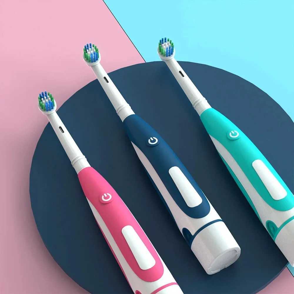 Sonic Electric Toothbrush Rounded 3D Vibrate Teeth Brush Rotation Gum Care Soft Bristle Heads Battery Power Teeth Whitening C251121
