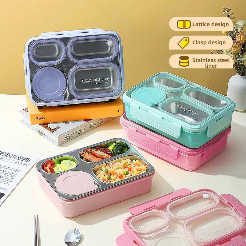 4-Compartment Bento Lunch Box with Bowl 100 Leak-Proof Design for Convenient Mess-Free Dining PinkGreenM251121