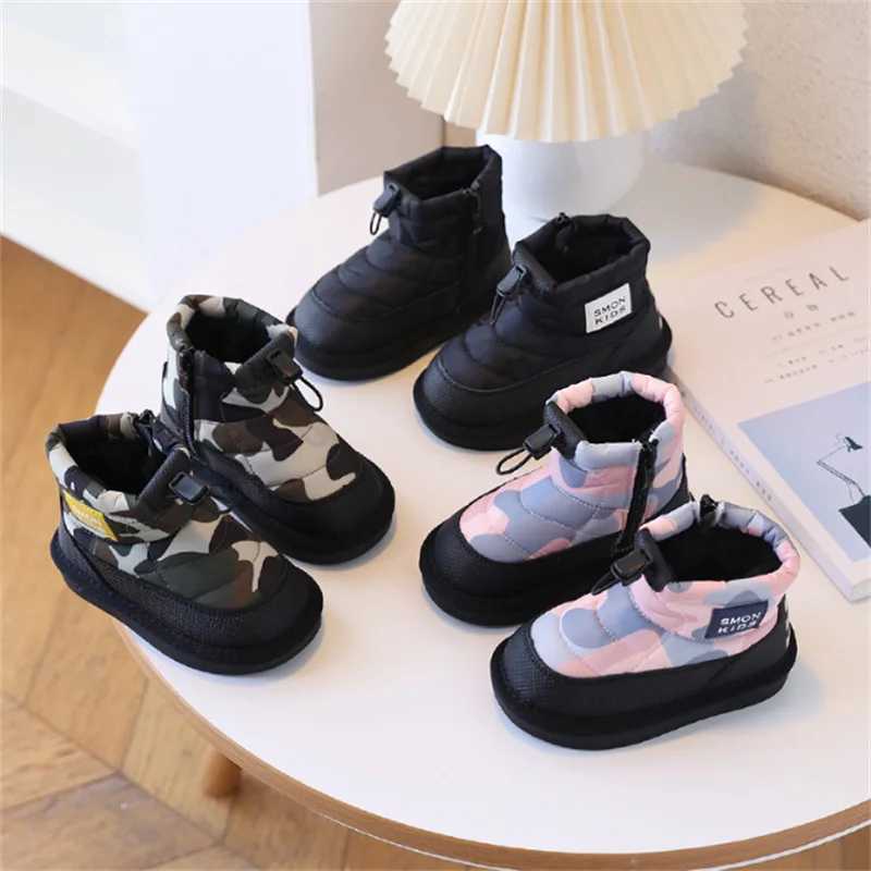Winter Children Snow Boots 2025 Camouflage Waterproof Warm Plush Toddler Boys Non-slip Fashion Girls ShoesW251121