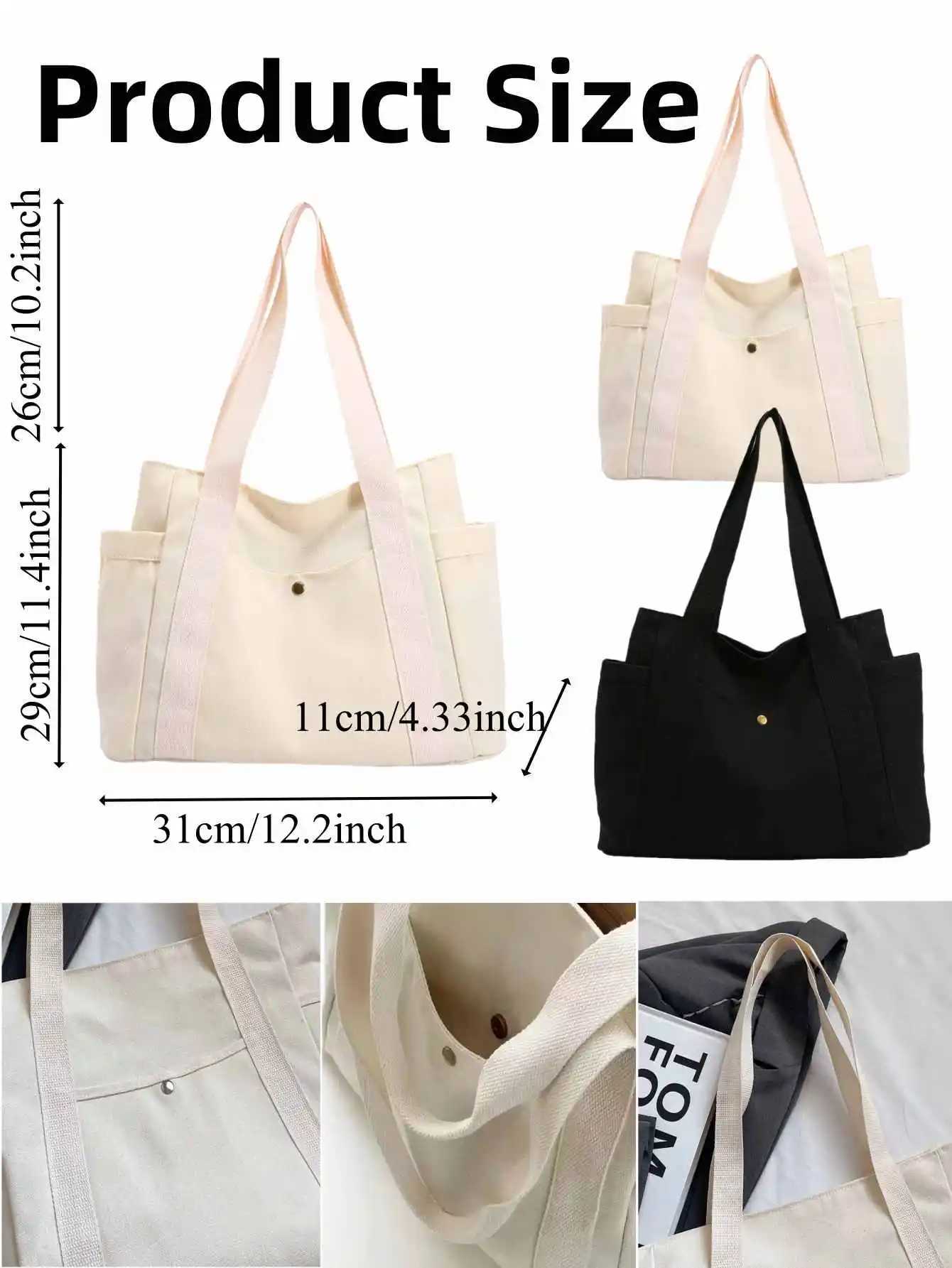 Large Capacity Canvas Tote Bags for Work Commuting Carrying Bag College Style Student Outfit Book Shoulder Bag Shopping BagT251121