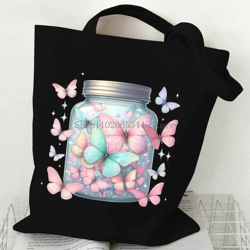 Beautiful Butterfly Print Handbags Women Fashion Aesthetics Tote Travel Foldable Storage Beach Canvas Watercolor Shoulder BagsT251121