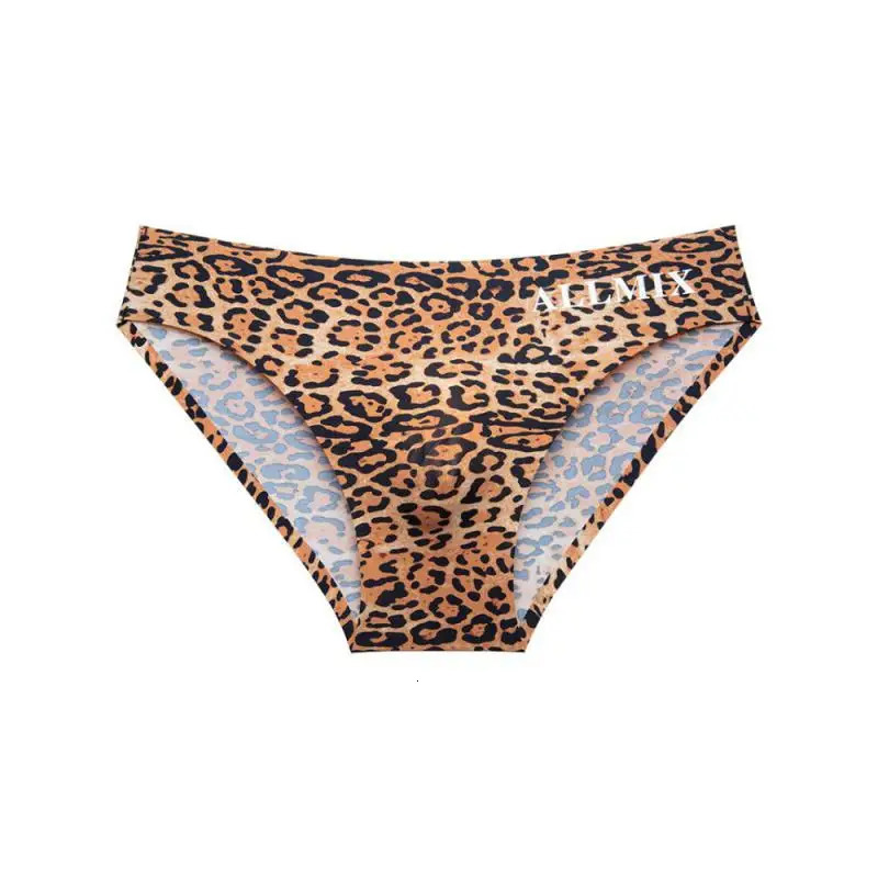 2 pieces of cartoon mens underwear display bag sexy letter leopard print ice silk short top 2025 n XXXL comfortable 250417