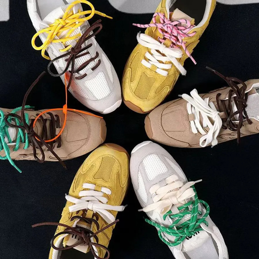 4 pcsset Vintage DE Training Shoelaces Round Flat Leather Fall Winter Combination DIY Sports Casual Shoes Decoration 251121