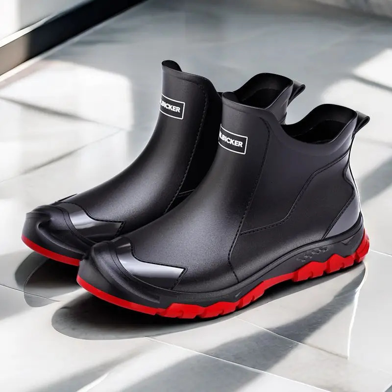 Mens Short Rain Boots Urban Water Boots Nonslip Wearresistant Wading Boots Mens Trendy Lightweight Waterproof Rubber Shoes 251111
