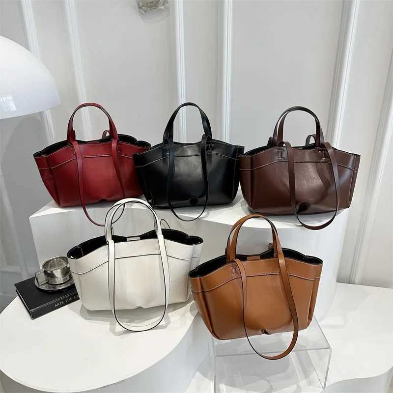 2-pcs Large Capacity Single Shoulder Tote Bags Womens Leather Bag Fashionable and Versatile Casual Commuting Simple HandbagT251121