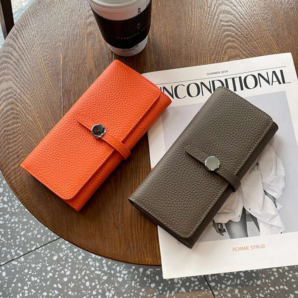 100% Genuine Leather Women Long Wallet Designer Round Hasp Female Phone Clutch Bag hot Large Capacity Cowhide Mobile Purse