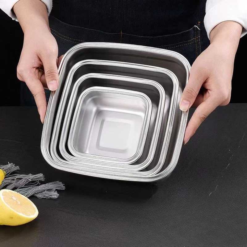 3 Pieces Stainless Steel Food Containers Food Storage Box Square Lunch Box 400/750/1200mlM251121