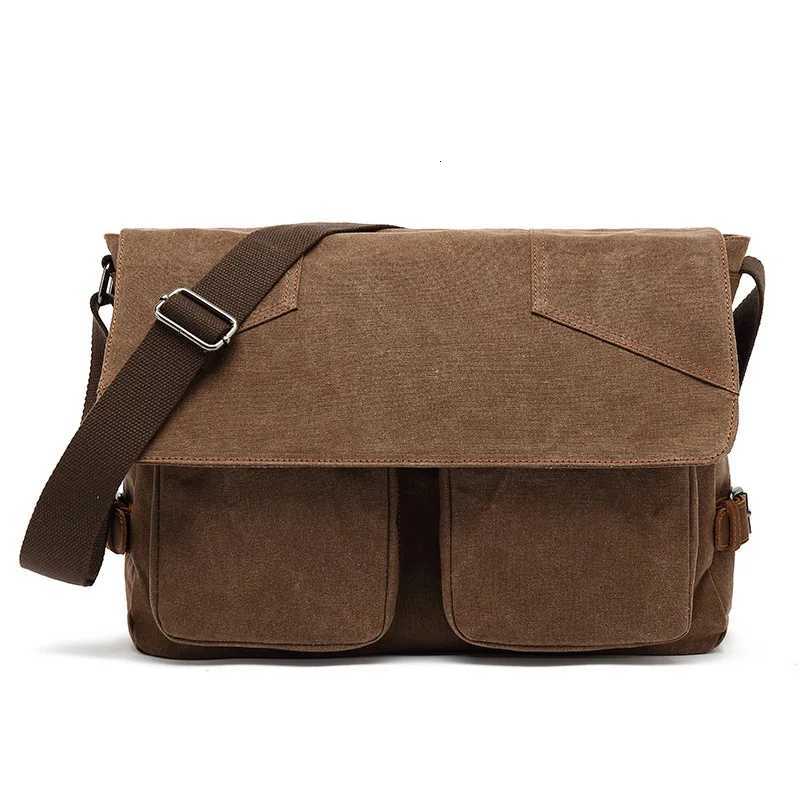 Fashion Scie Mens Vintage Canvas Messenger Bag Man Shoder Side Leather Sahel Bag Husband Briefcase Laptop Travel Cycling BagsK094 Y251121