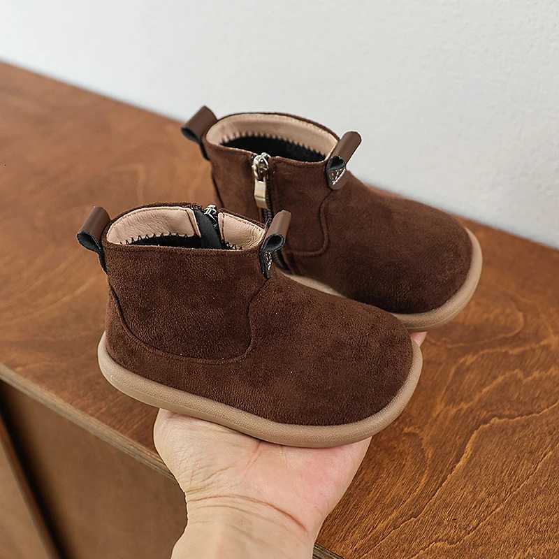 Autumn Winter Children Casual Shoes for Baby Boys Girls Boots Oxford Suede Plush Kids Ankle Boots Outdoor Anti-slip Infant ShoesW251121