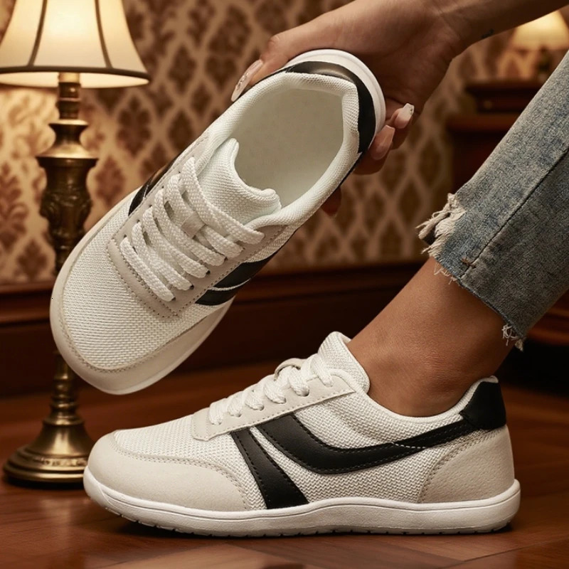 Womens Wide Toe Shoes Sneakers Barefoot Casual Last Fashionable Canvas Black Flat Board Shoe Breathable Mesh Running 251121