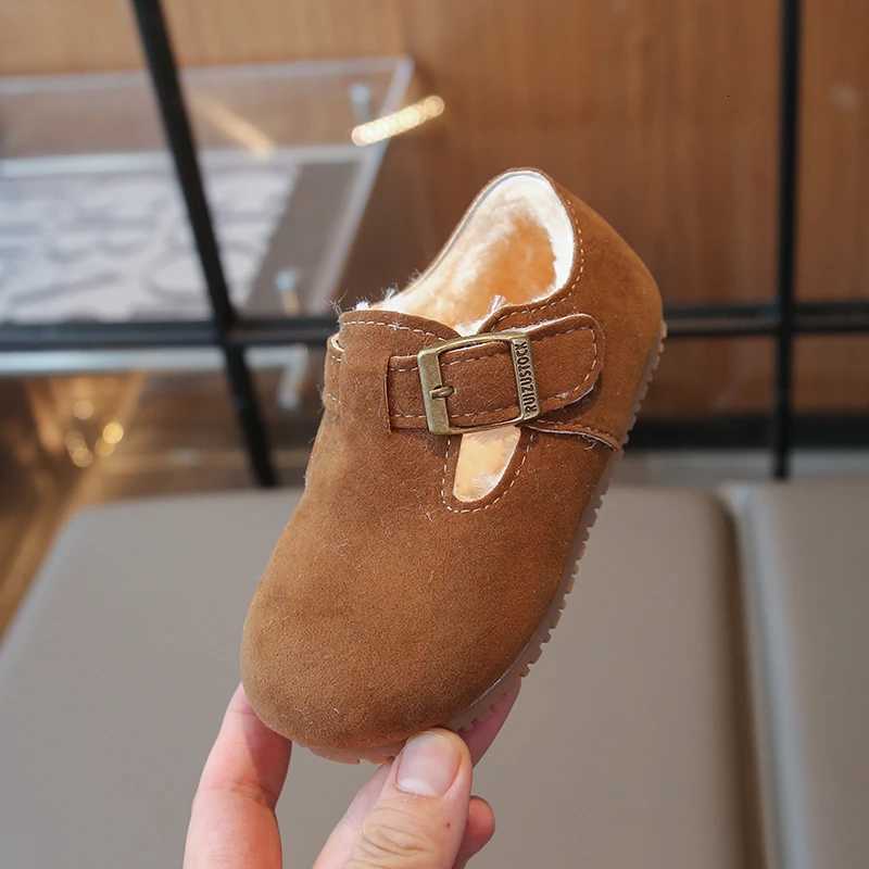 Childrens Padded Fashion Boots 1-18 Years Old Khaki Color Thickened Boys Girls Cotton Shoes Winter New Brown Kids Flat ShoesW251121