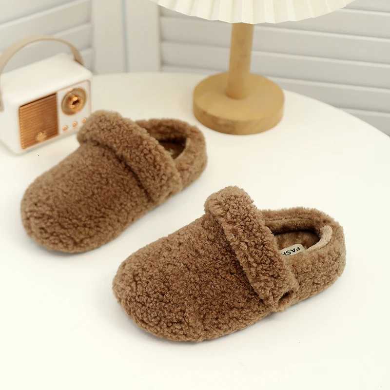 Children Cotton Slippers Soft Bottom Anti-slippery Kids Short Plush Warm Casual Flats Shoes Winter Girls Home Fluffy SlippersW251121
