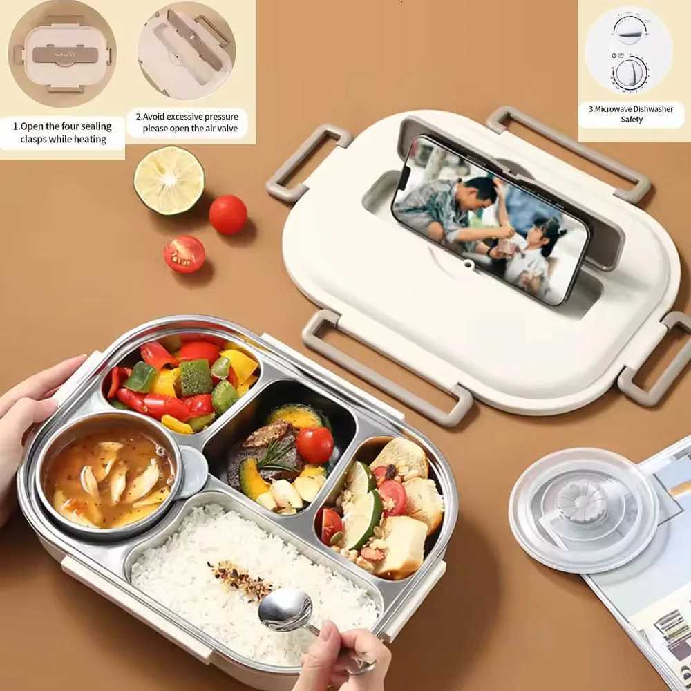 304 Stainless Steel Lunch Box Insulated 1500ml Leak-Proof Food Container Durable Portable for Office School Students Kids BoxM251121