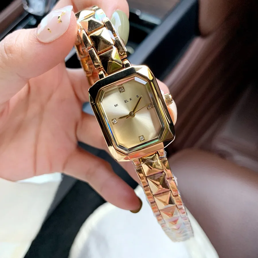 Full Brand Wrist Watches Women Ladies Girl Kor Style Luxury With Logo Steel Metal Band Quartz Clock M 155