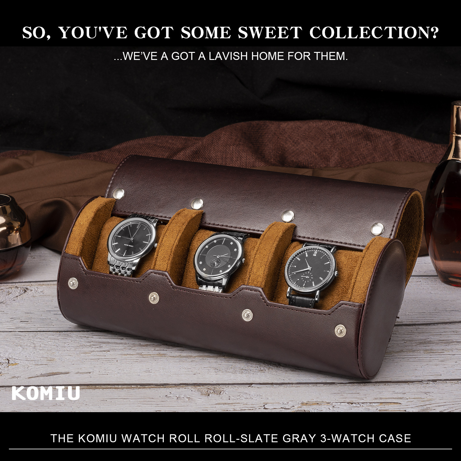 Watch Travel Case 3/6 Slot Watch Roll Travel Case Organizer Display - PU Leather Watch Case - Watch Organizer for Men Women 240613