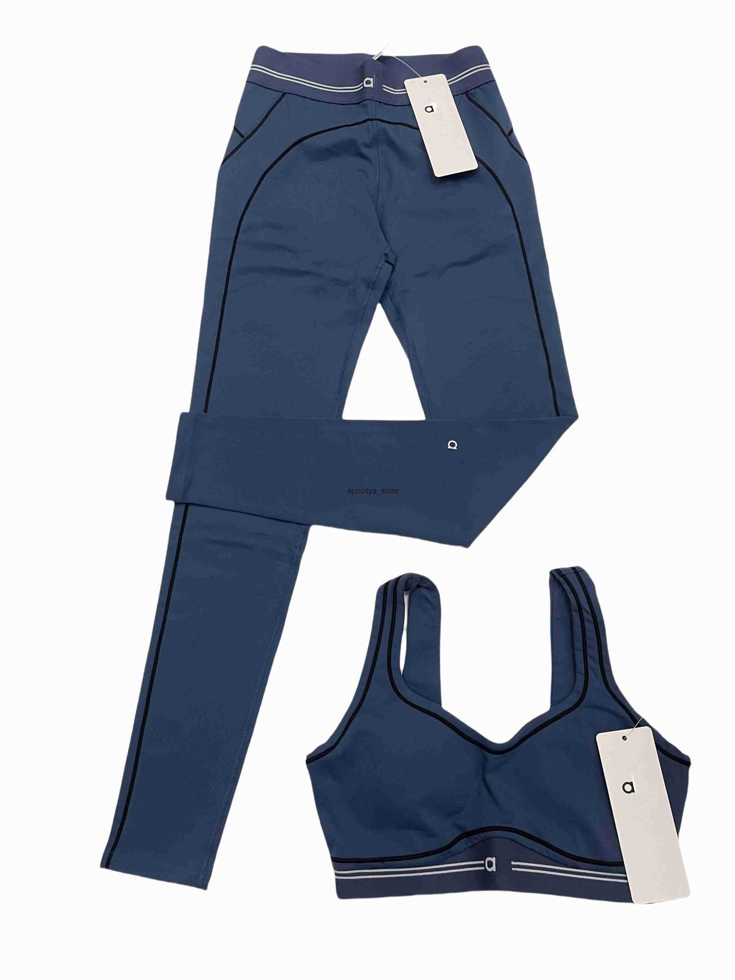 New Yoga Sets Sports Heart Throb Bra+Leggings High End White Striped Dance Yoga Outfits Summer Womens Running Fitness Gym Pilates Muse Alosets Suit Q2