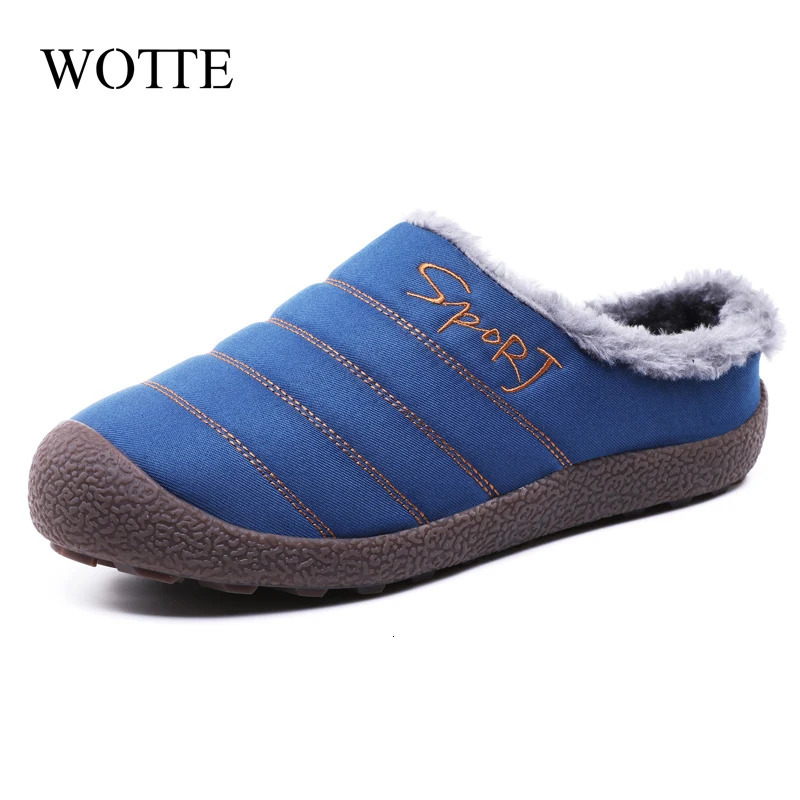 Waterproof Men Slippers Winter Push Velvet Nonslip Cotton Warm Shoes Indoor Outdoor Casual 251121