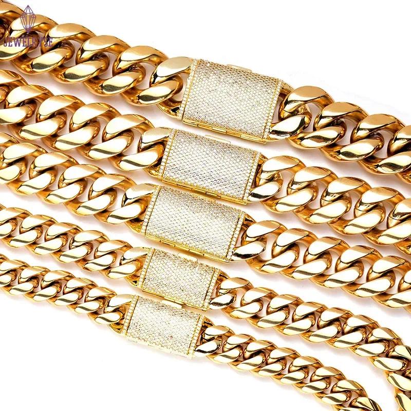 fashion miami cuban link designer bracelet men 12mm 14mm wide gold chain micro inlaid moissanite diamond in buckle rapper hip hop jewelry women festiv