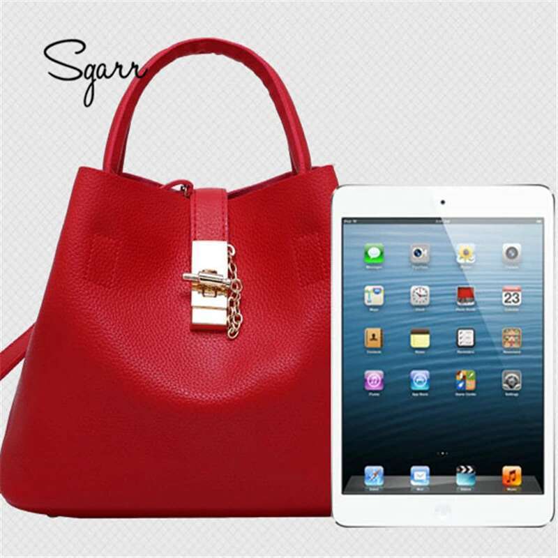 SGARR Black Red Bucket Crossbody Single Shoulder Female Handbag Designers Messenger Bag Women Mother Bags Bag