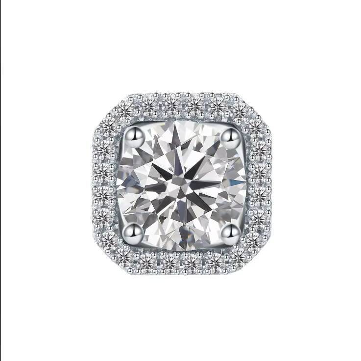 Luxury S925 Silver Fine Jewelry Full Diamond Moissanite Studs Earrings for Women Anniversaries Gift