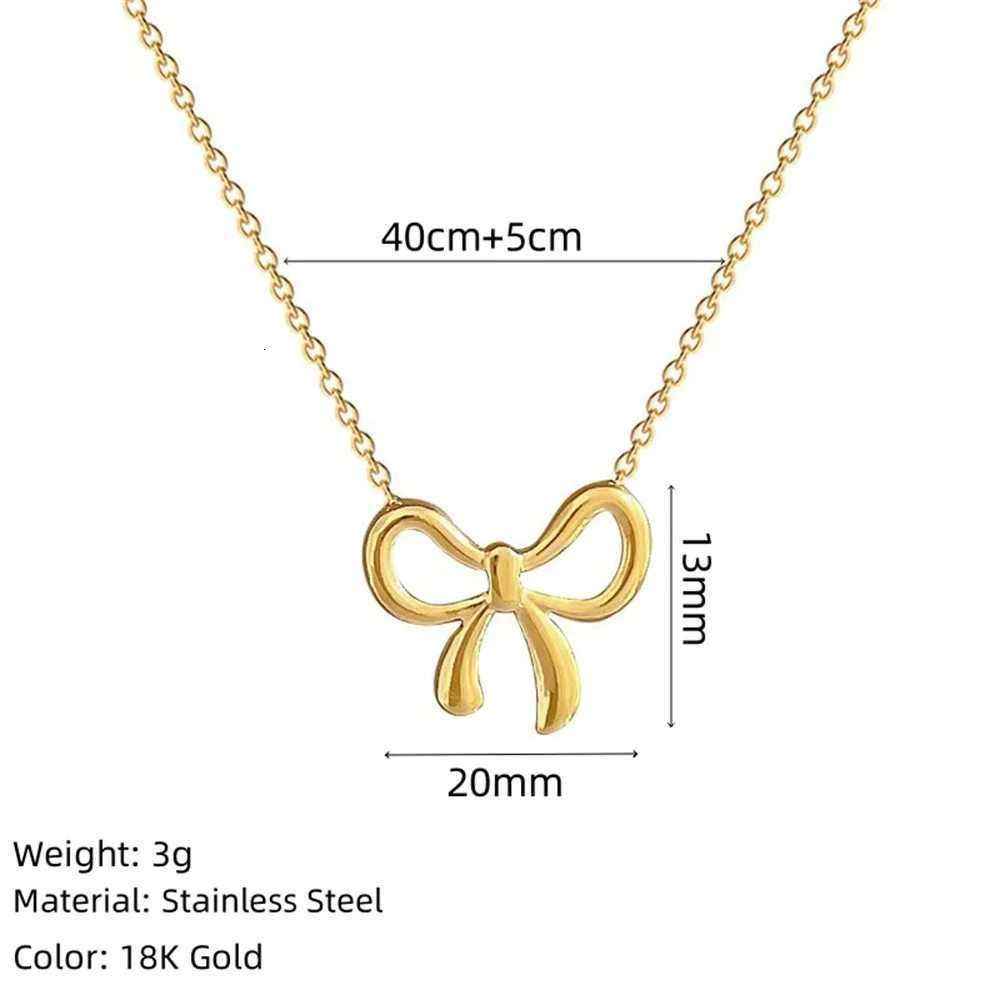 New Punk Tiny Bowknot Pendant For Women Gold Color Stainless Steel Choker Chain Necklace Female Jewelry Christmas GiftXJ251121