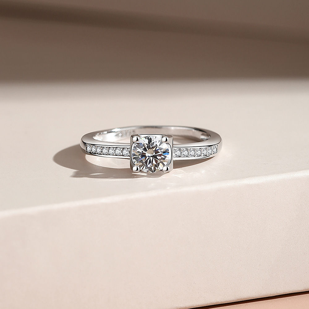 TaiYang 2025 New 0.5ct Moissanite Full Pave Eternity Ring for Women, Luxurious 925 Sterling Silver Wedding Engagement Diamond Ring with Moissanite Cer