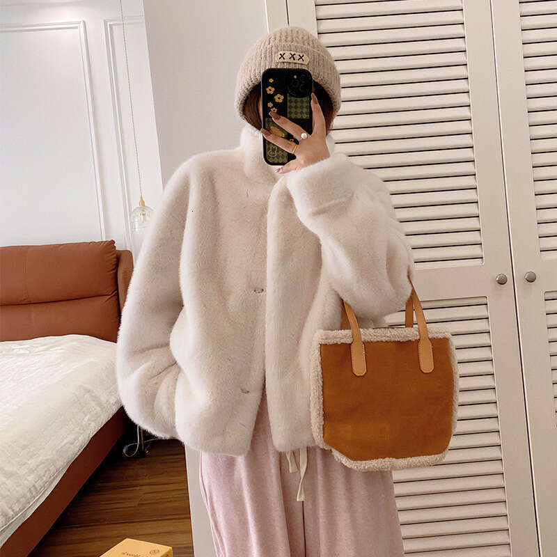 Short Luxurious Mink European Stand Collar Faux Coat EcoFriendly Fur Women's Autumn Winter New Arrival