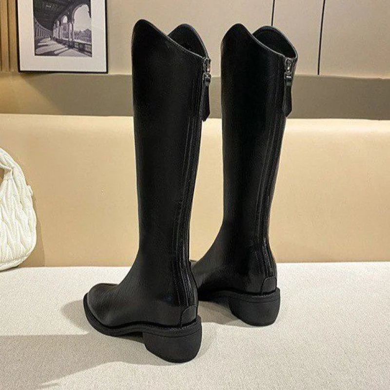 Womens Slimming FleeceLined Winter Boots Petite Fit Long Shaft Knight Style Thick Sole High for Cold Weather 251121