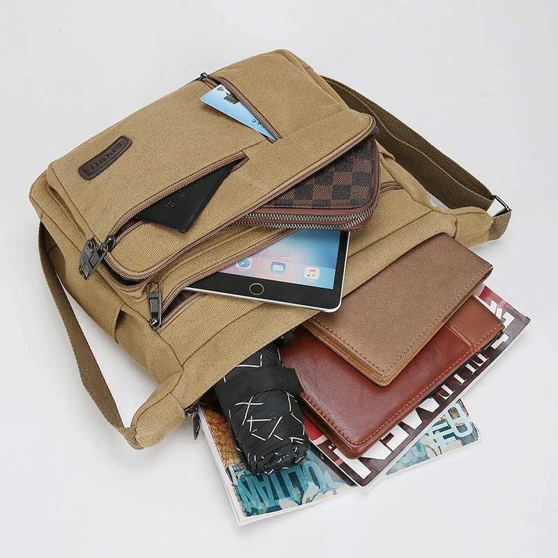 Canvas Shoulder Bag Bottle Men Women Casual Simple Fashion Retro Crossbody Cross Square Multi LayeredT251121