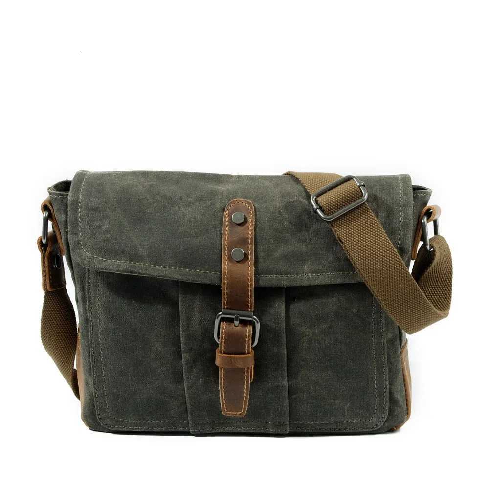 Fashion New Men Messenger Bags Casual Canvas Waterproof Simple Shoder Bag Cross Secti Oil Wax Bag Y251121