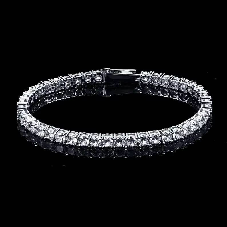 925 Sterling Silver Fashion Tennis Bracelets VVS1 Pass Diamond Test Hip Hop Jewelry Wholesale 4mm Tennis Moissanite Bracelet